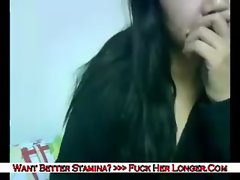 Indonesian girl with big tits playing on webcam