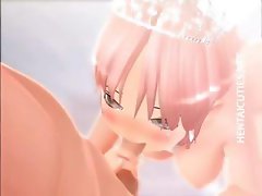 Hot 3D hentai bride gets facialized