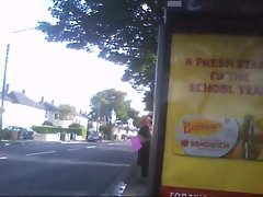 Outdoor Public Masturbation at Bus Stop No Cum, Flash 10