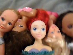 My Entire Doll Collection Taking a Facial Cumshot (5 Dolls)