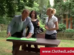 Rich couple banging the real state agent lady