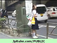 Horny japanese girl gets fucked in public video 11