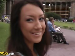 European brunette fucked in the ass outdoors