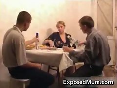 Mom participates in hot threesome after