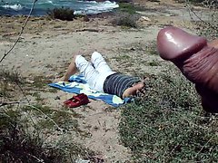 public masturbation cum on the beach