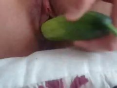 Lactating Creamy Cucumber Masturbation