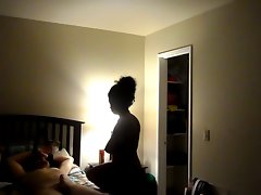 naughty ebony rides her tied up guy until she cums