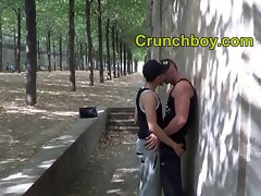 a arab hijab twink suck a muscular lad in a public park