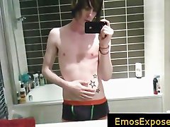 Tatooed emo twink selfshot in mirror part2