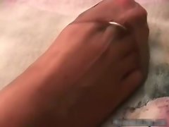 Thrilling blond attractive girlie smoking