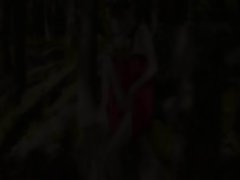 Glass toy in her girly snatch in forest